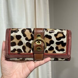 Rare Coach Ocelot Leopard Animal Fur Calf Hair Wallet